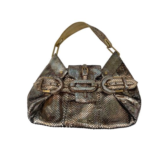 Jimmy Choo Python Tulita Shoulder Bag Metallic Gold/Silver (USA Customers Only) - Picture 12 of 12